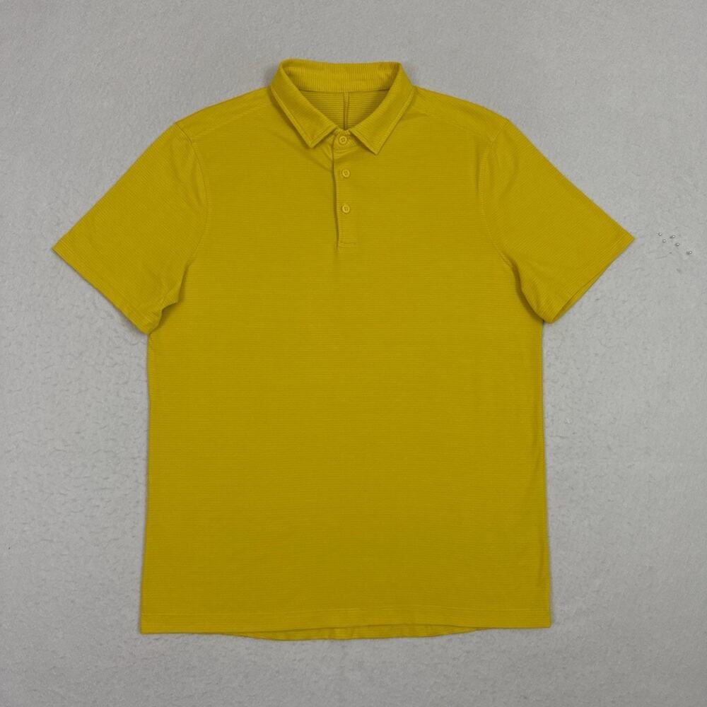Lululemon Evolution Polo Shirt Men’s Medium Yellow Golf Stretch Performance